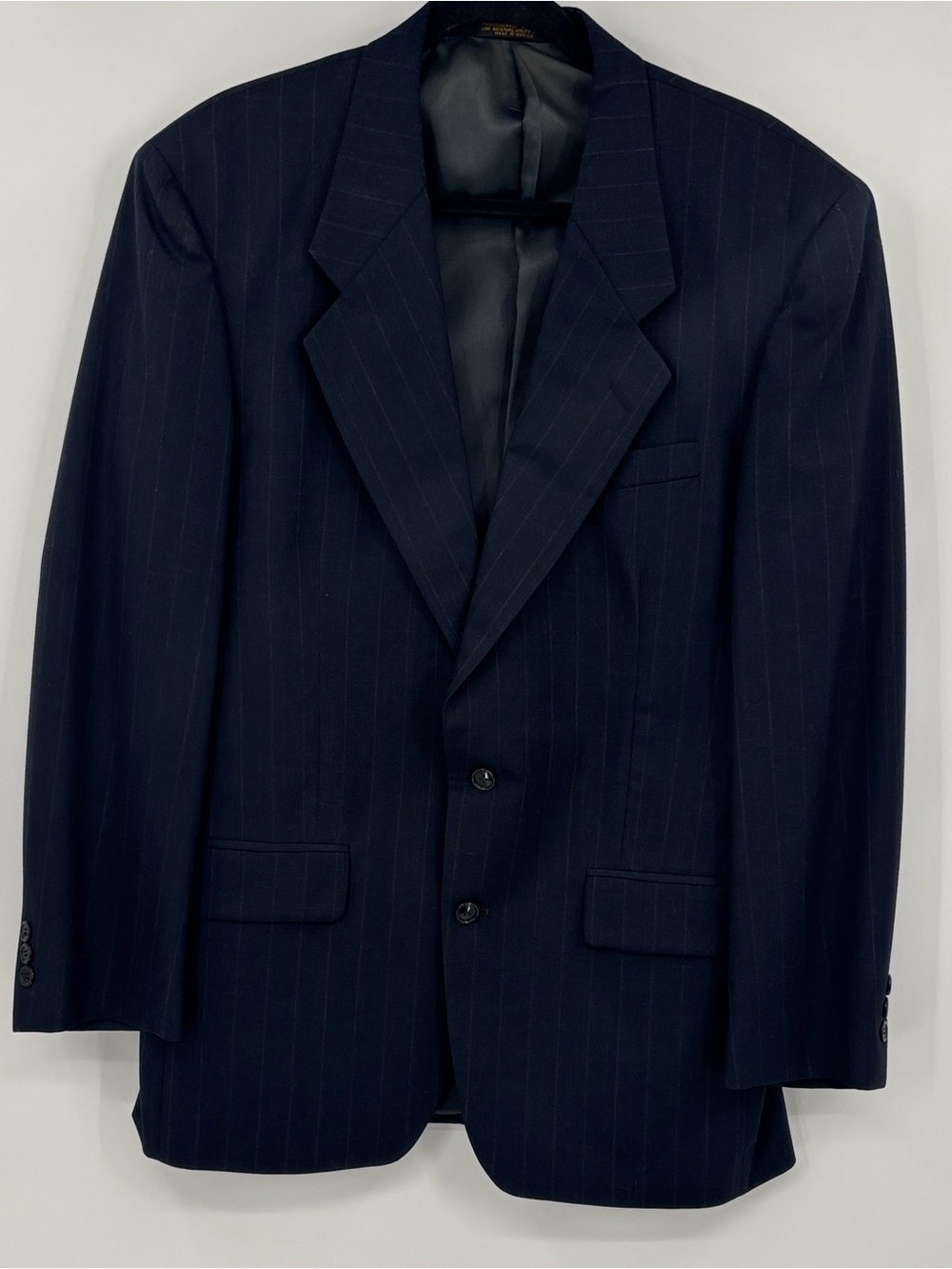 Christian Dior Vintage 70s Classic Pinstripe Navy Wool Alpaca Blazer Sport Coat